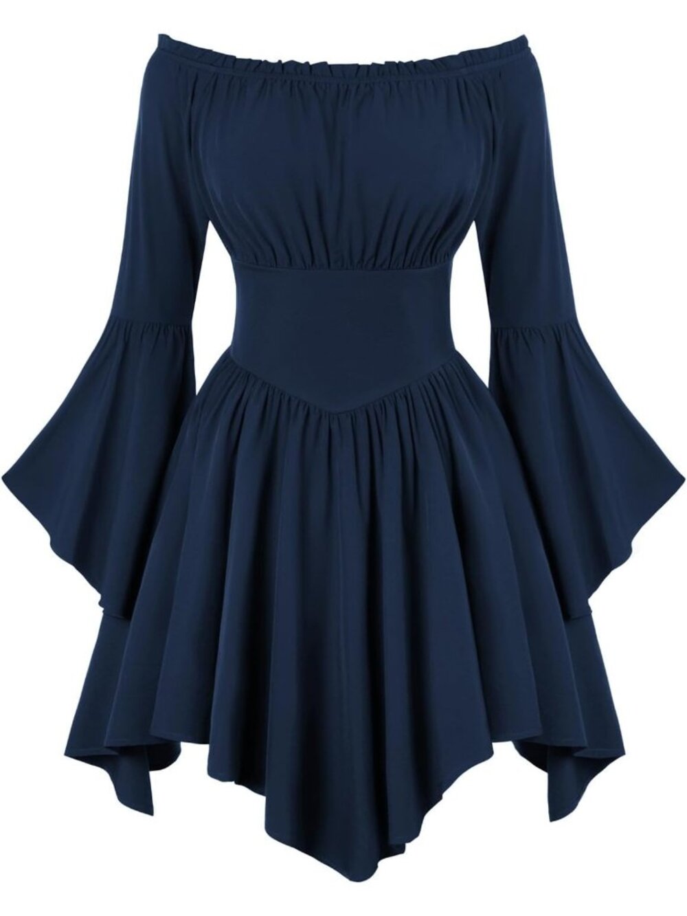 Women's Navy Blue Bell Sleeve Off Shoulder Imported Halloween Costume Dress